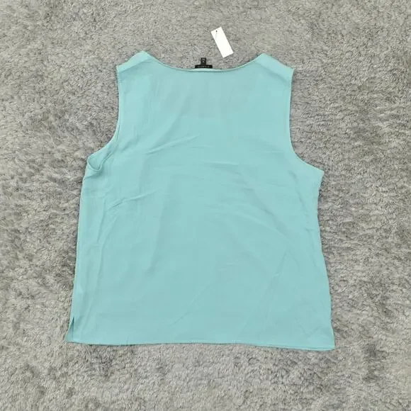 NEW Talbots Women's Plus Size 18 Blouse Top Sleeveless Blue Polyester Scoop Nec - Picture 3 of 8